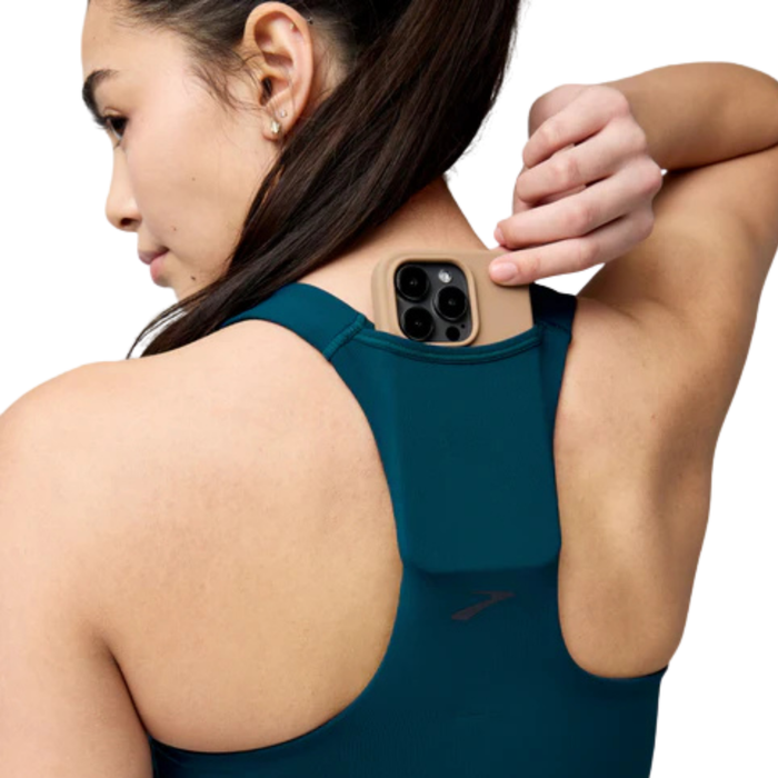 Top BROOKS Mujer Luxe Pocket Bra Azul Running