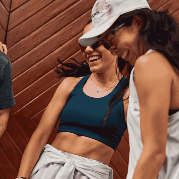 Top BROOKS Mujer Luxe Pocket Bra Azul Running