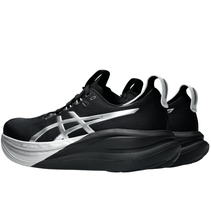 Tenis ASICS Nimbus 28 Platinum Hombre Negro Running