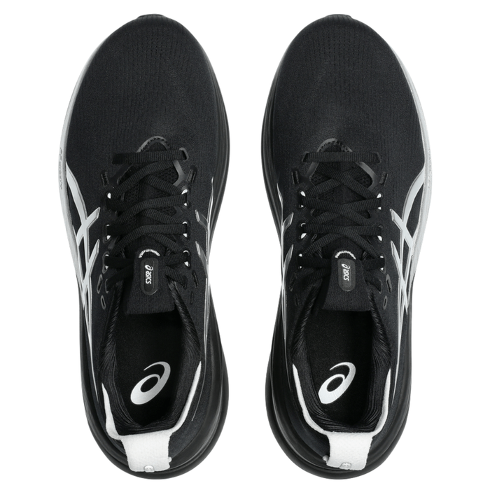 Tenis ASICS Nimbus 28 Platinum Mujer Negro Running