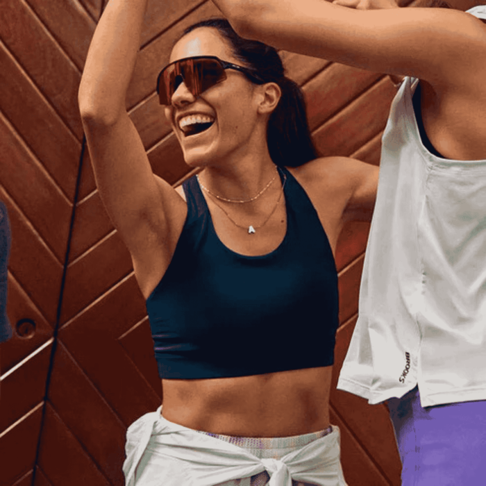 Top BROOKS Mujer Luxe Pocket Bra Azul Running