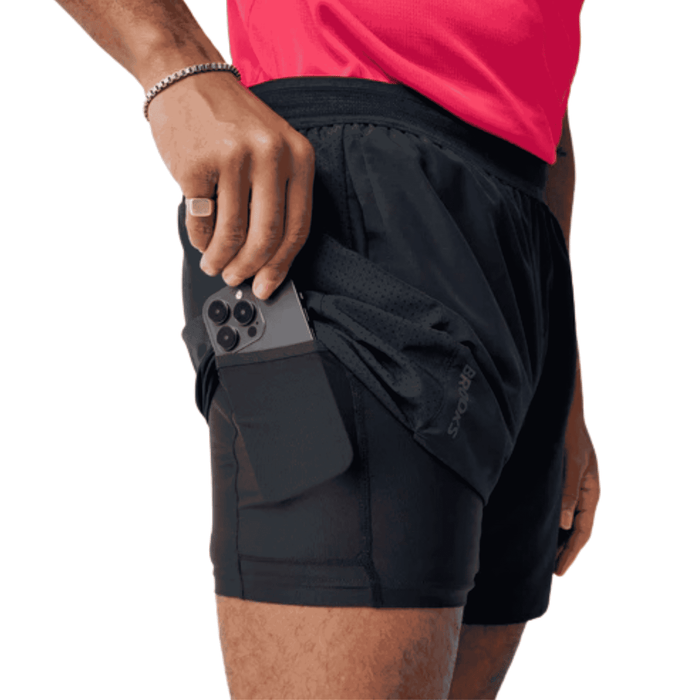 Short Brooks Dash 2-in-1 Short Hombre Negro Running