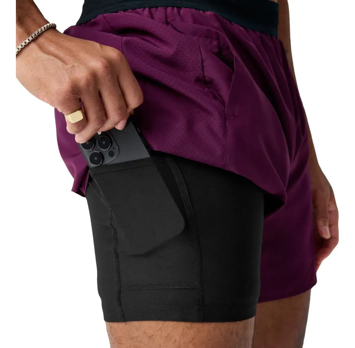 Short Brooks Dash 2-in-1 Short Hombre Vino Running