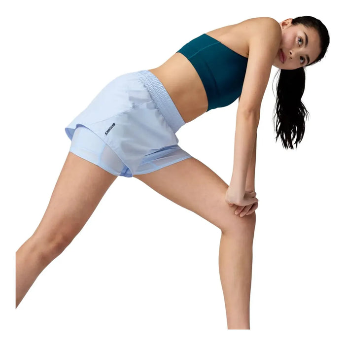 Top Deportivo Brooks Mujer Luxe Pocket Bra Azul Running