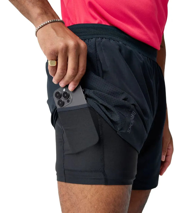 Short Brooks Dash 2-in-1 Short Hombre Negro Running