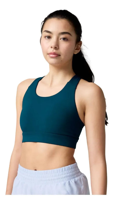Top Deportivo Brooks Mujer Luxe Pocket Bra Azul Running
