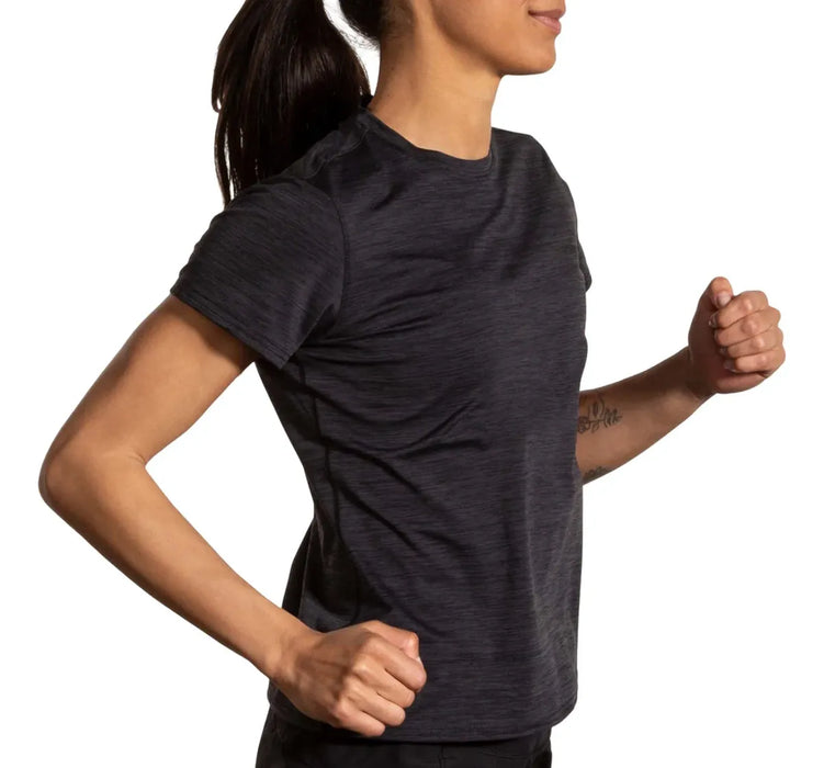 Playera BROOKS Luxe Short Sleeve Mujer Negro Running