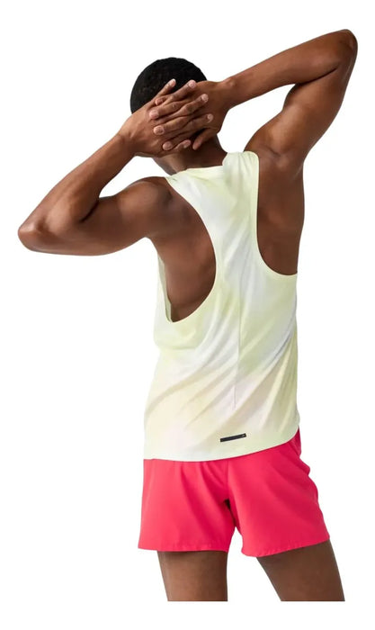 Playera BROOKS Dash Singlet Printed Hombre Amarillo Running