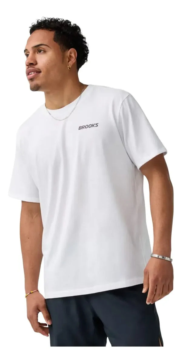 Playera BROOKS Graphic Short Sleeve Hombre Negro Running