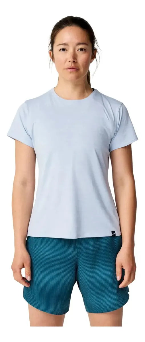 Playera BROOKS Luxe Short Sleeve Mujer Azul Running