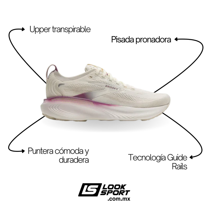 Tenis BROOKS Adrenaline Gts 25 Mujer Beige Running