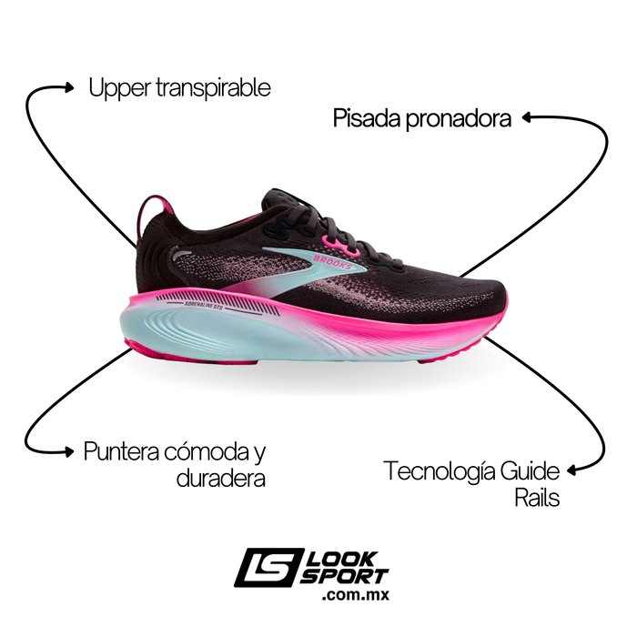 Tenis BROOKS Adrenaline Gts 25 Mujer Negro Running